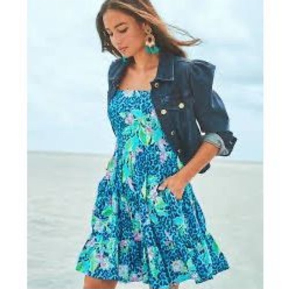 Lilly Pulitzer Blue & Turquoise Floral Sundress